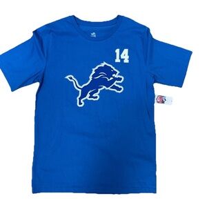 NWT Detroit Lions Amon-Ra St. Brown #14 Jersey T-Shirt Youth Blue Tee